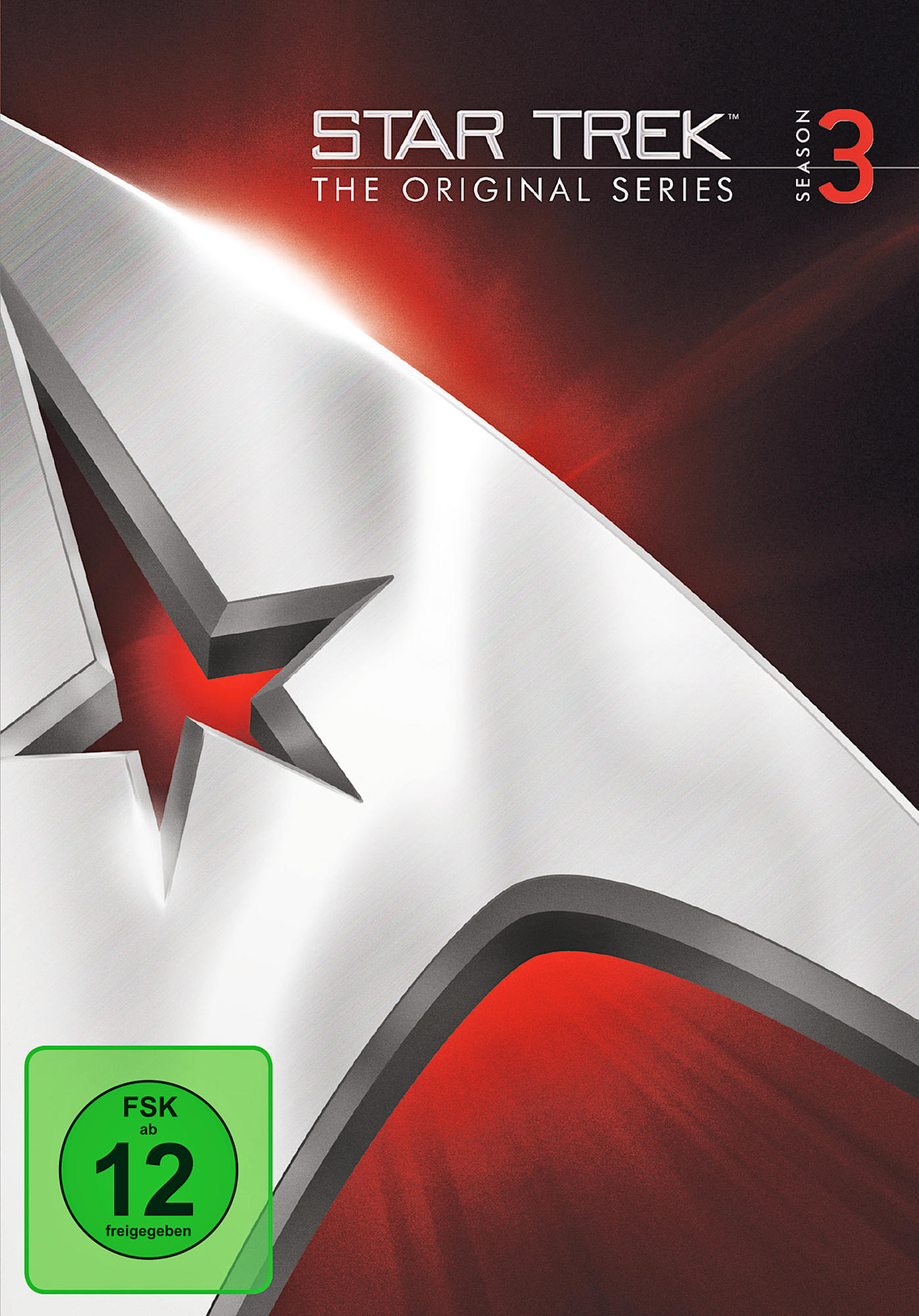 Filmcover für Star Trek: The Original Series. Silbernes und rotes Design mit Logo.