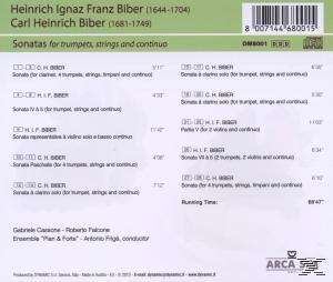 Albumcover mit Text über Sonaten von Biber, mit Text und einem Barcode. Enthält Namen von Interpreten und Ensemble.