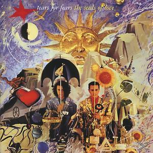 Albumcover mit zwei Männern, einer Sonne und anderen surrealen Bildern. Text 'Tears for Fears'.