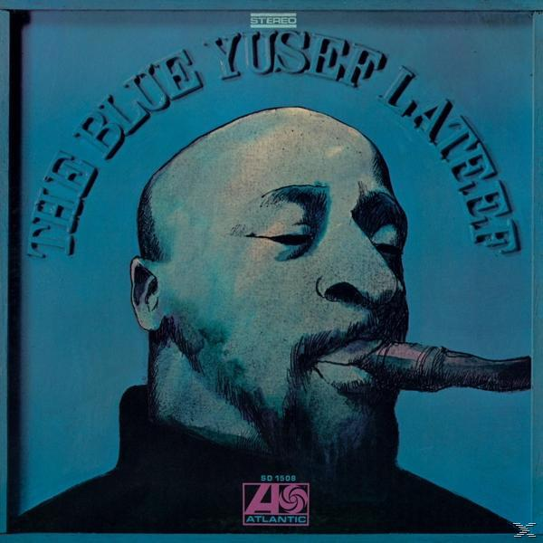 Album borító, The Blue Yusef Lateef. Egy ember portréja, aki szivart szív. Kék téma.