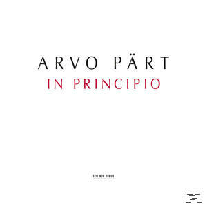 Arvo Pärt In Principio albumjának borítója. Fehér háttér, fekete és piros címmel.
