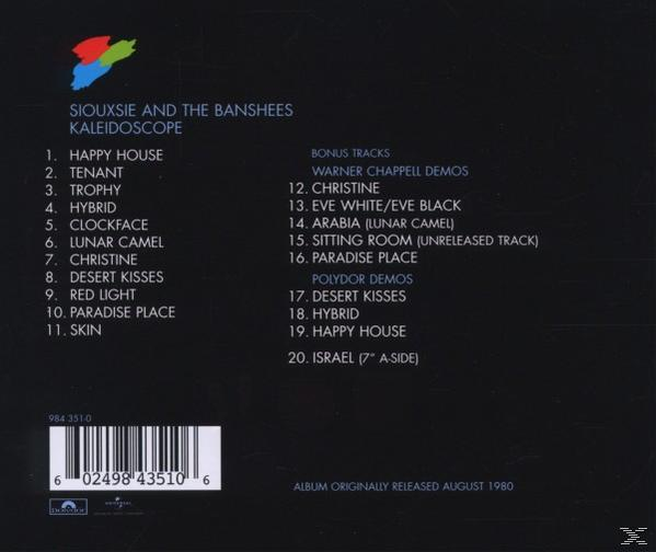 Albumcover von Siouxsie and the Banshees' Kaleidoscope mit Titelliste und Logo.