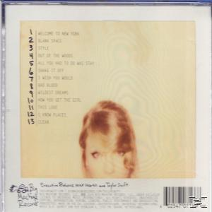 CD cover with Taylor Swift's face in the middle and a list of tracks on the left side of the cover.