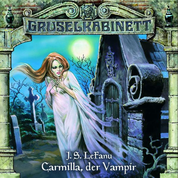 Albumcover mit einer Frau in einem weißen Kleid, einem gotischen Gebäude und einem Friedhof.