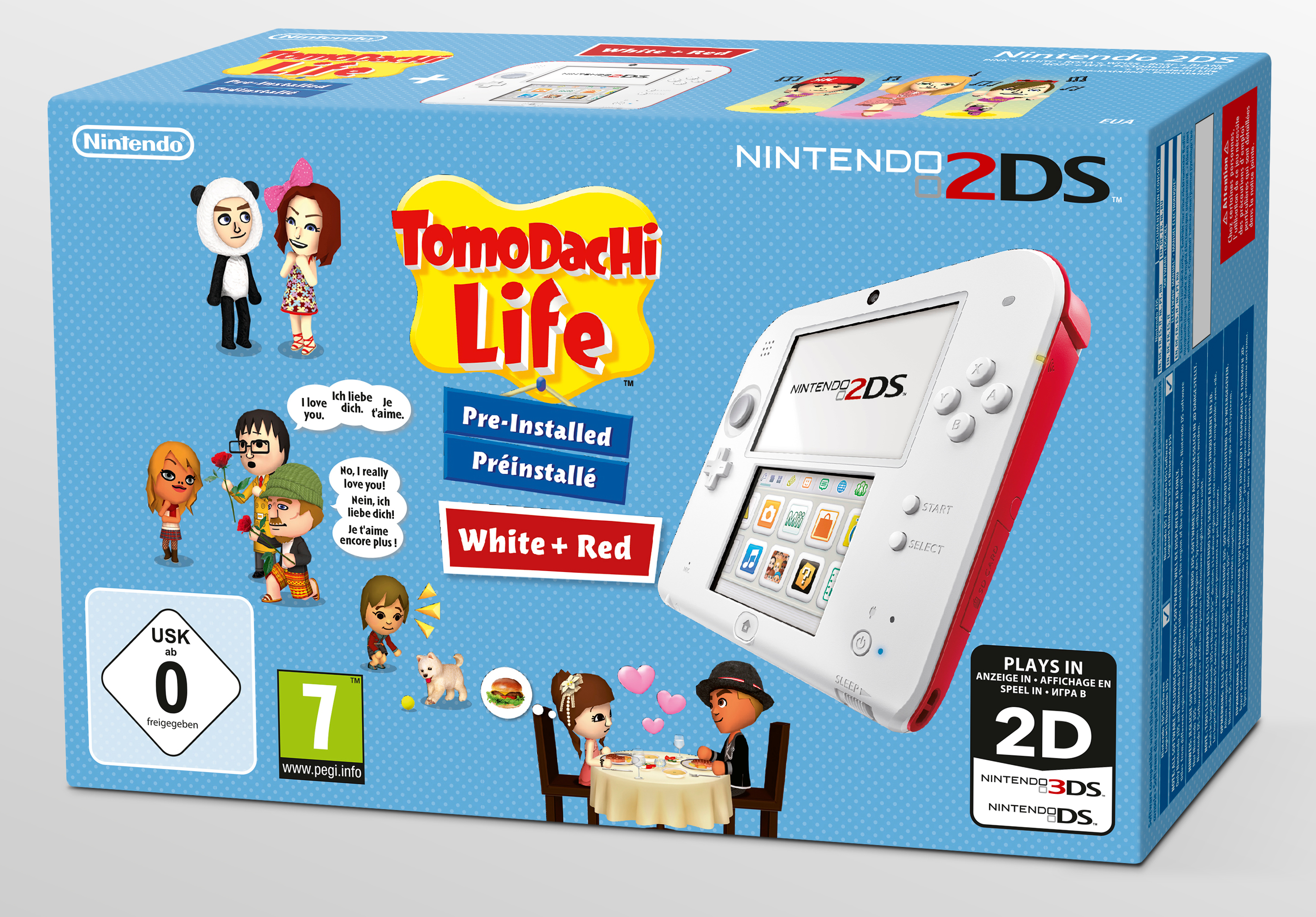 NINTENDO 2DS Rot/Weiß + Tomodachi Life