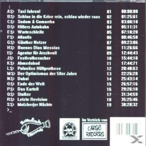 Albumrückseite mit Titelliste auf Deutsch. Schwarzer Hintergrund und weißer Text, mit Fischlogo und Barcode.