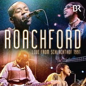 Albumcover mit vier Bildern eines auftretenden Mannes. Text: Roachford, Live From Schlachthof 1991. Blauer Hintergrund.