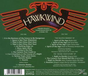 Albumcover: Grüner Hintergrund mit Bandname "Hawkwind" und Album-Trackliste.