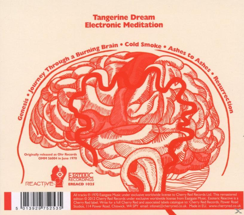 Vörös agy design, fehér szöveg fekete háttéren, a Tangerine Dream albumhoz.