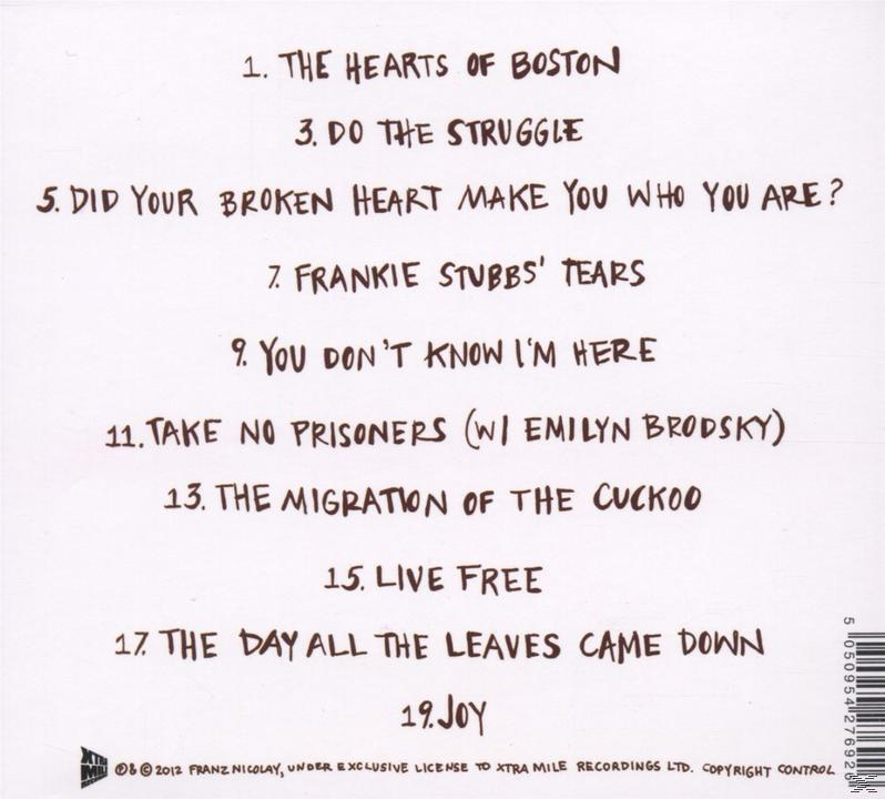 Album-Trackliste mit handgeschriebenen Titeln im handschriftlichen Stil.