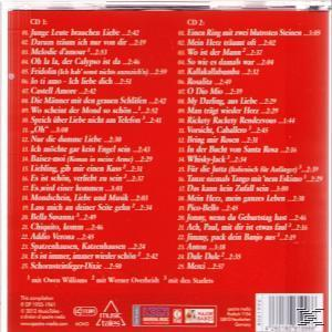 CD-Hülle mit rotem Hintergrund und weißem Text, der Songs verschiedener Künstler auflistet.