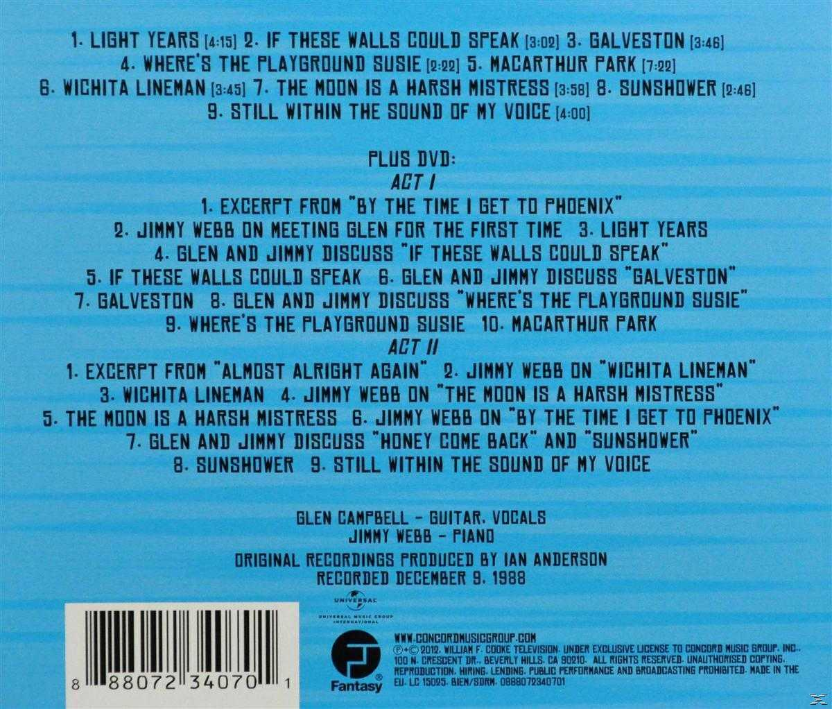 Album-Rückseite. Songliste und Credits für Glen Campbell und Jimmy Webb.