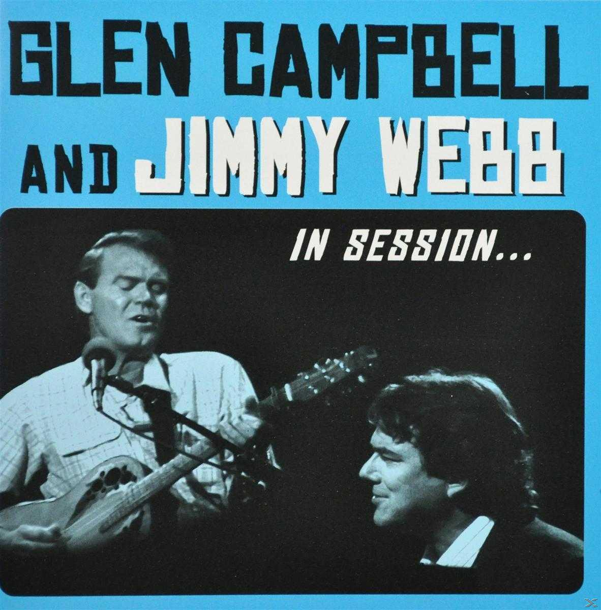 Albumcover. Zwei Männer, Glen Campbell und Jimmy Webb, mit Musikinstrumenten vor blauem Hintergrund.