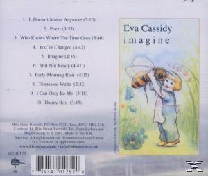 Albumcover mit Kind, das eine Biene hält. Text enthält Titelliste und Künstlername 'Eva Cassidy imagine'.