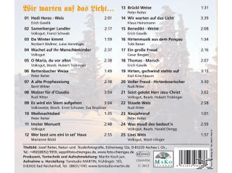 Thumbnail - RAINBACHER DREIGSANG/KIRCHLEITN/LAUBEN - Wir Warten Auf Das Licht... (CD)