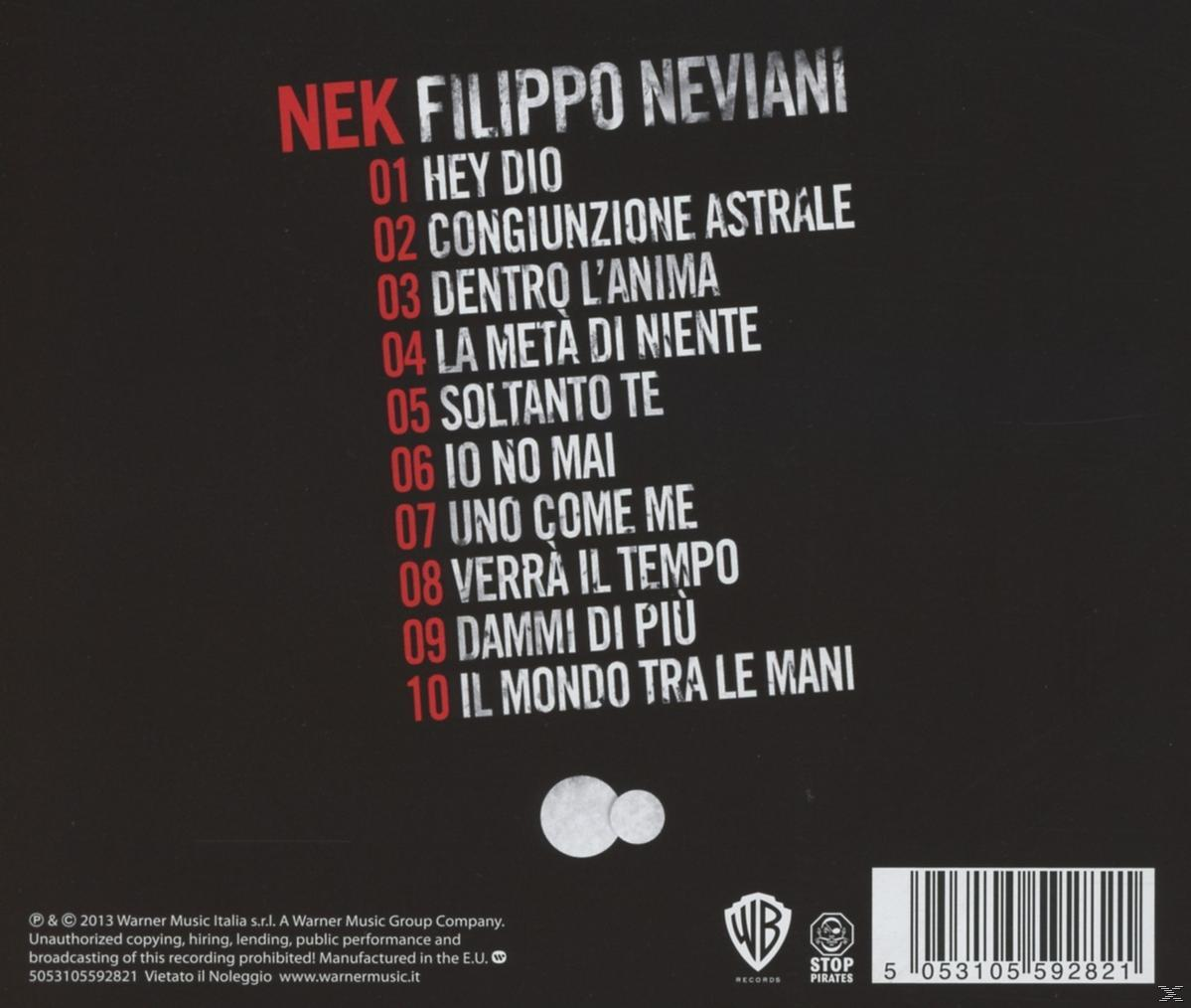 Album-Trackliste auf schwarzem Hintergrund. Der Name des Künstlers ist rot. Weiße kreisförmige Elemente.