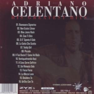 Albumcover mit Künstler Adriano Celentano, Text und Songtiteln. Rote und schwarze Farben dominieren.