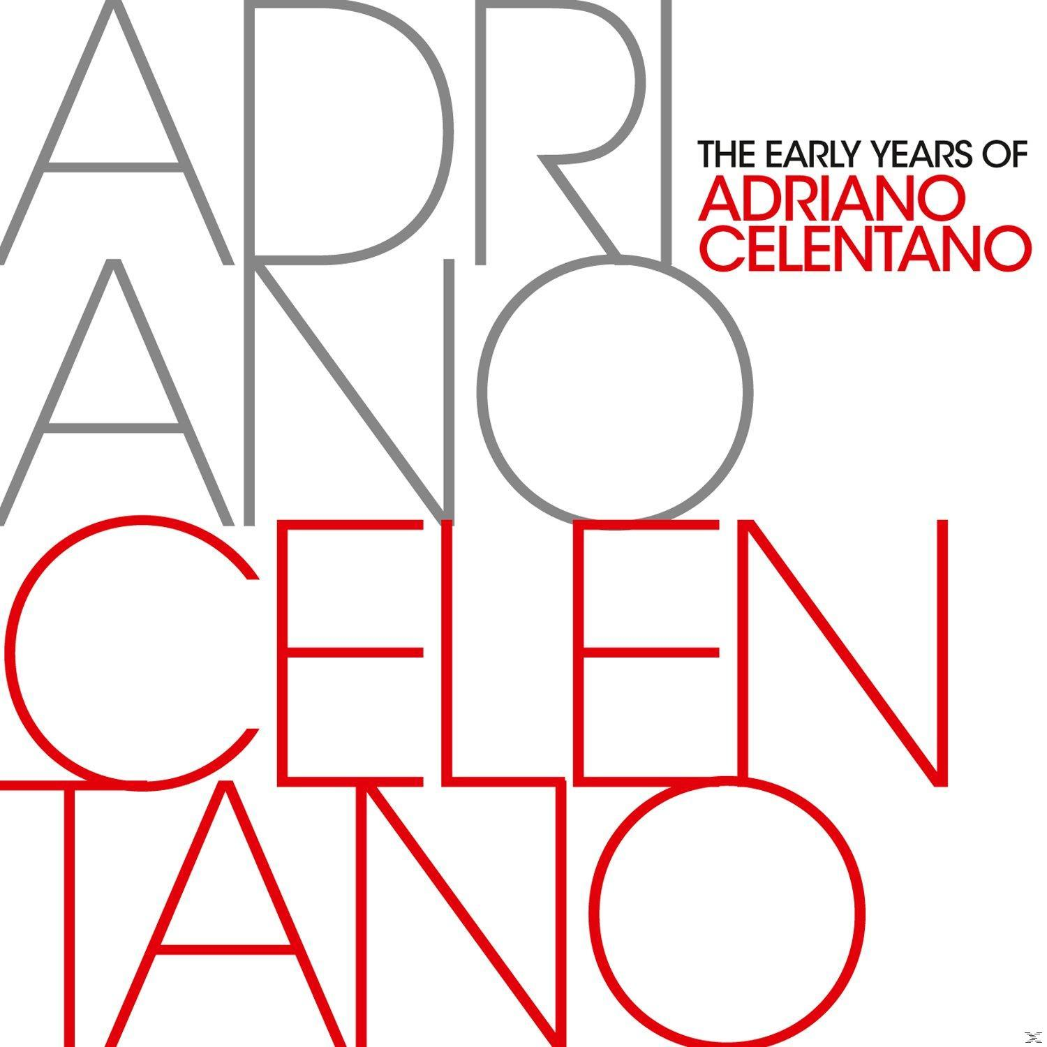 Albumcover: Adriano Celentano Titel in Rot und Grau. The Early Years.