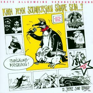 Albumcover im Cartoon-Stil mit Comic-Panels und einem Pinguin, der Gitarre spielt.