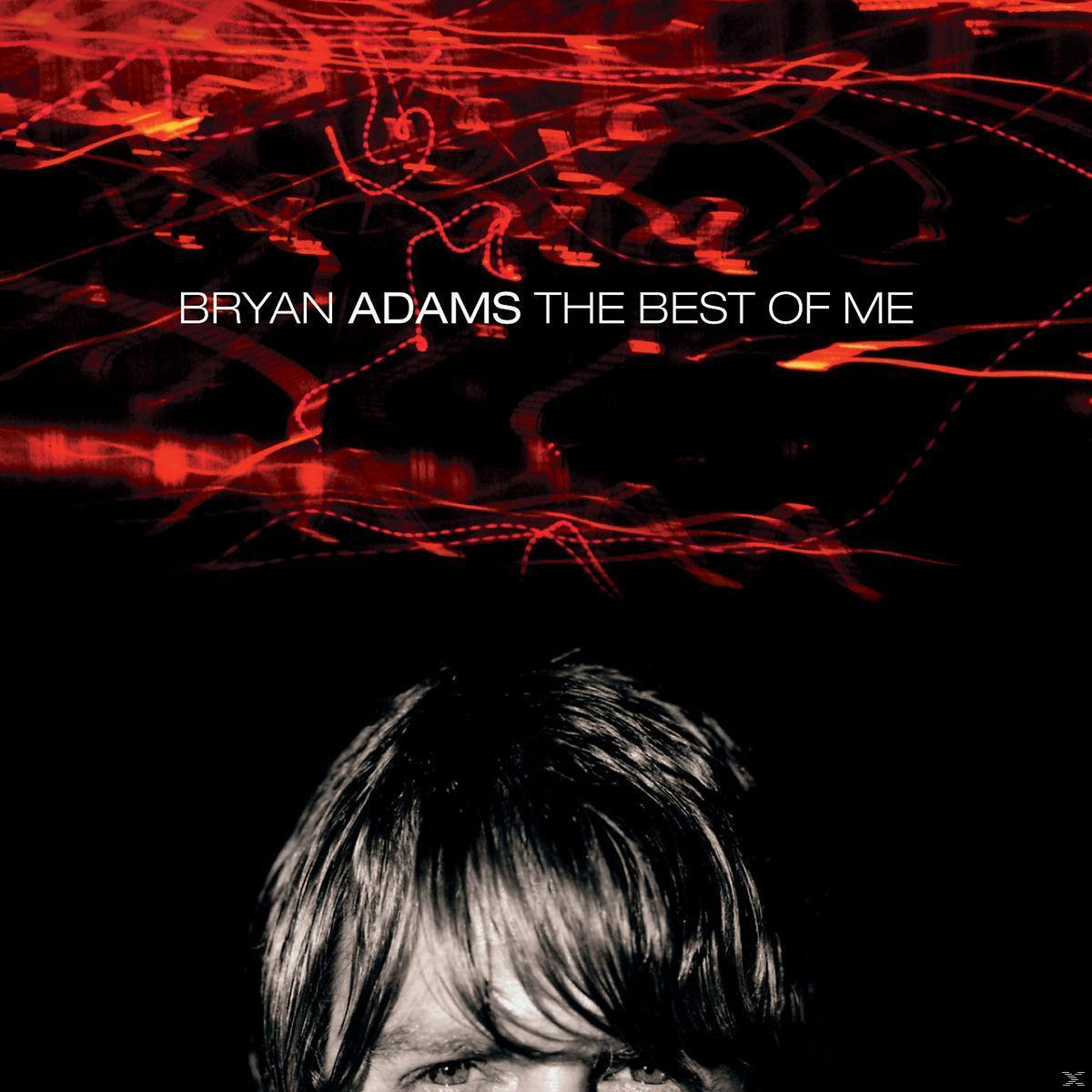 Albumcover: Bryan Adams, The Best of Me. Bild von Adams' Haaren, roter Linienhintergrund.