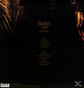 Albumcover mit Text auf dunklem Hintergrund. Der Titel ist Gothic. Der Künstler ist Paradise Lost.