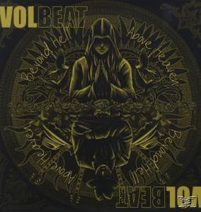 Volbeat-Albumcover. Eine Kapuzenfigur mit Heiligenschein. Titel: Beyond Hell Above Heaven.