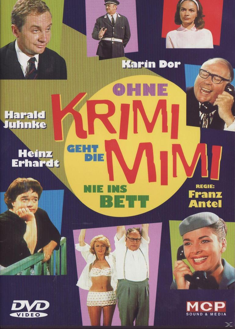 DVD-Cover mit verschiedenen Personen. Text: Ohne Krimi geht die Mimi nie ins Bett. Titel in Rot.