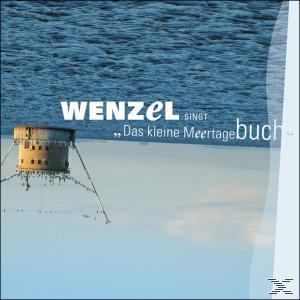 Albumcover. Eine Struktur auf Beinen im Wasser mit Text. Der Himmel ist blau.