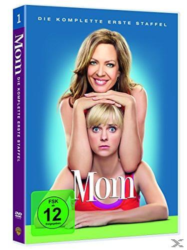 DVD-Hülle von "Mom". Zwei Frauen sind auf dem Cover. Blauer und grüner Hintergrund.