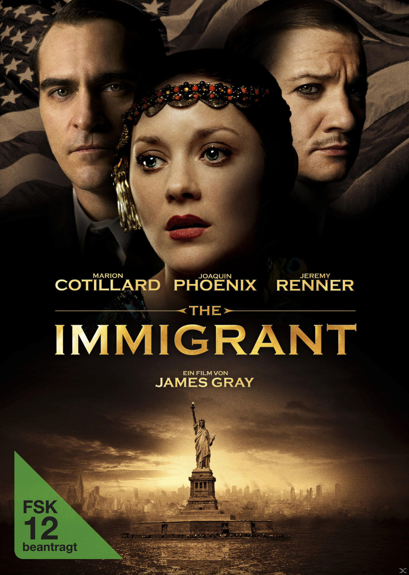 Filmposter mit drei Personen vor einer Stadt. Mit den Schauspielern Cotillard, Phoenix und Renner.