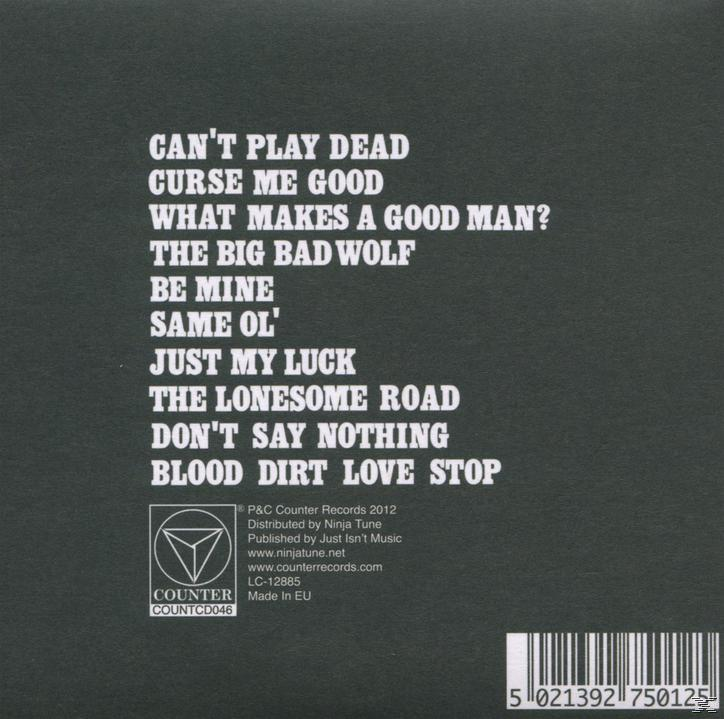 CD-Cover mit Songtiteln, Künstler- und Labelinformationen. Schwarz-weißer Hintergrund.