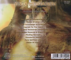 CD-Rückseite: 'Yoga Meditation'. Trackliste und Credits. Hintergrund ist ein verschwommenes Standbild.