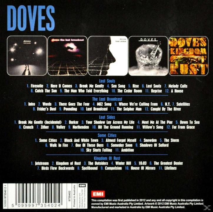Albumcover mit Songliste und Bandnamen. Doves Bandalbum.