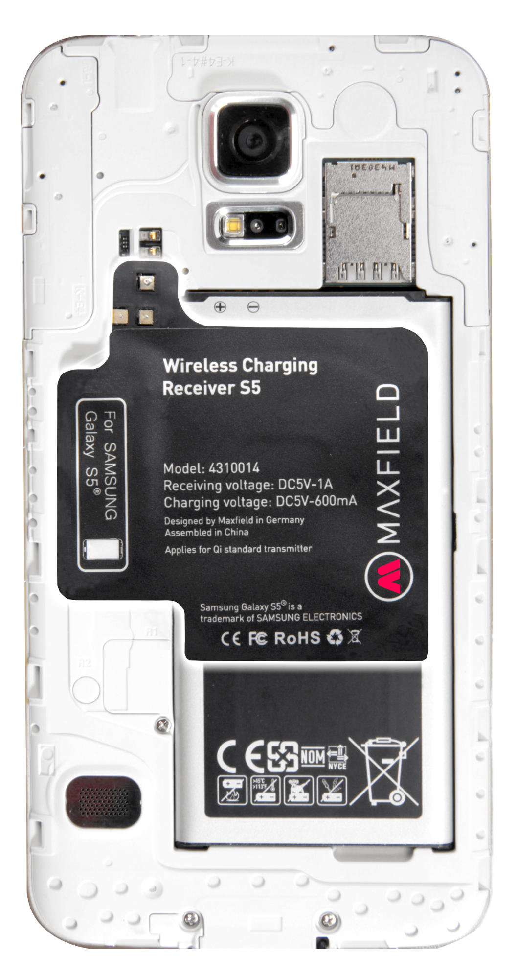 MAXFIELD Wireless Charging Receiver, Samsung, Galaxy S5, Schwarz