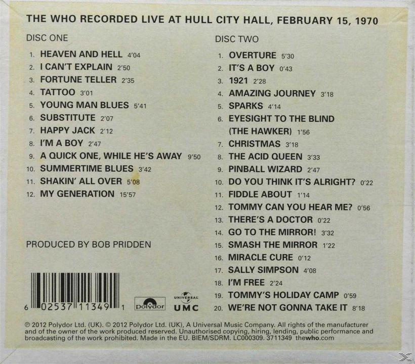 The Who - Live At Hull (Deluxe Edition)  - (CD)