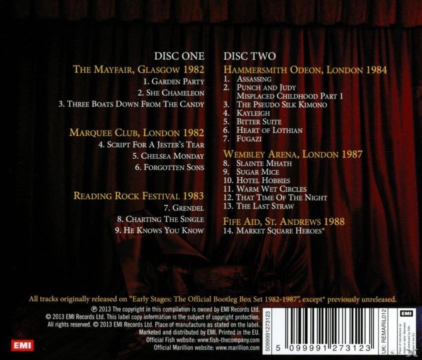 Das Albumcover ist rot mit weißem Text. Es listet die Orte und Daten von Live-Auftritten auf.