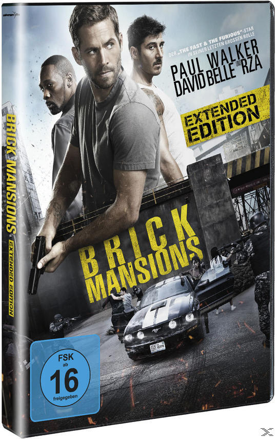 Blu-ray-Cover eines Films mit Männern, Auto und Stadtkulisse.