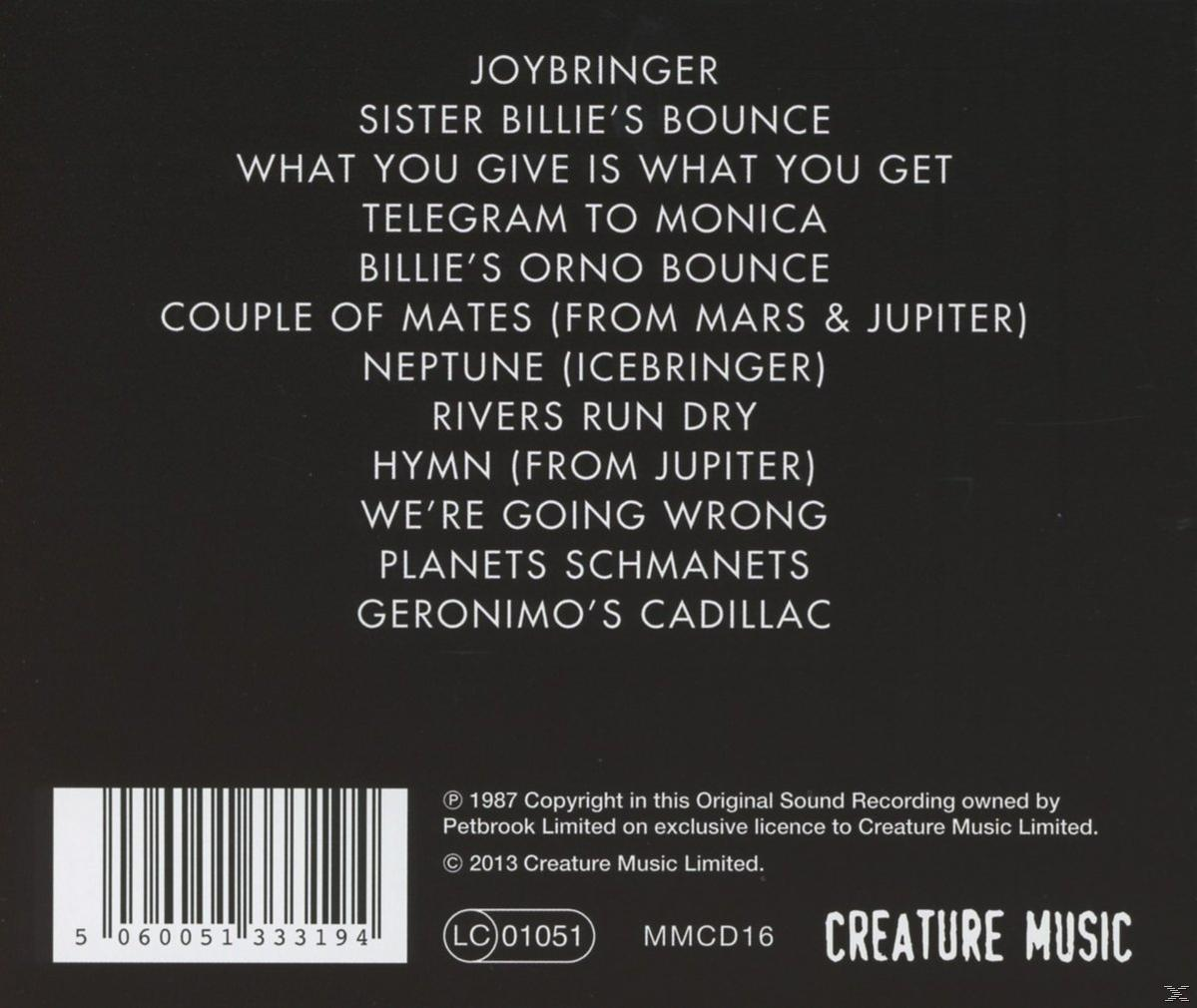CD-Rückseite mit Titelliste. Urheberrechtshinweis von 1987. Creature Music Logo, Barcode und anderer Text.