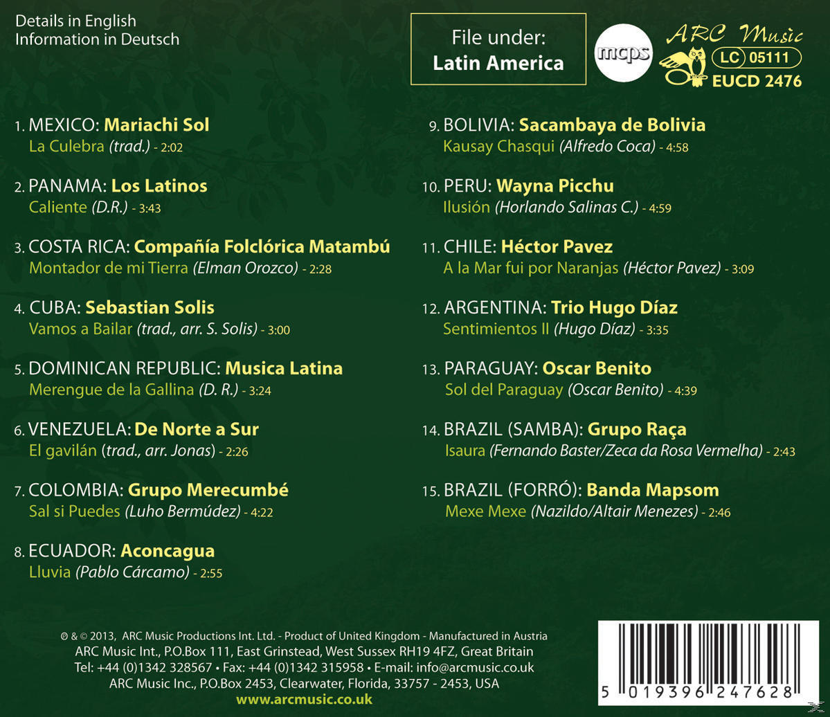Album-Rückseite mit Titelliste und Details in mehreren Sprachen, einschließlich Namen und Titeldauer.