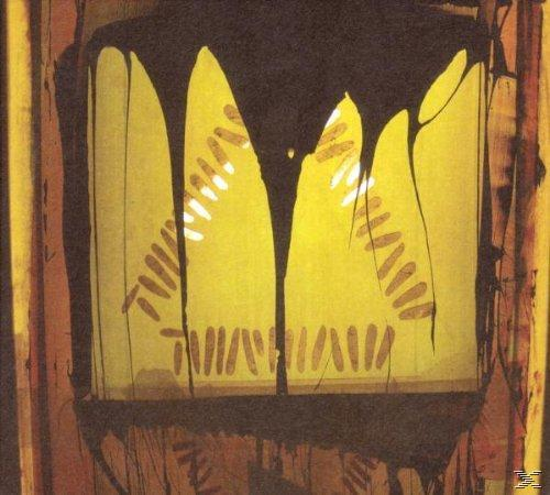 Albumcover mit einer gelben Fensterform. Schwarze Linien tropfen. Gelber und brauner Hintergrund.