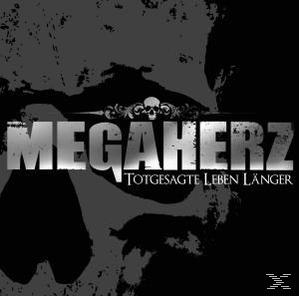Albumcover in Schwarzweiß mit dem Wort Megaherz und etwas Text auf Deutsch.