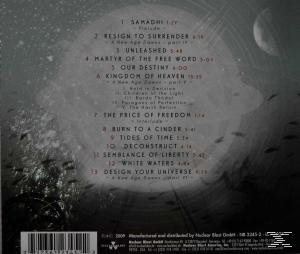 CD-Cover mit einer Liste von Songs und einem himmlischen Hintergrund mit dunklen Farben.