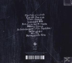 Dunkles Albumcover mit Titelliste in weißer Schrift. Text: The Cult of Goliath, Atomic Coming, etc.