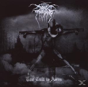Albumcover. Ein dunkles Bild eines Mannes am Kreuz. Dark Throne Bandname oben.