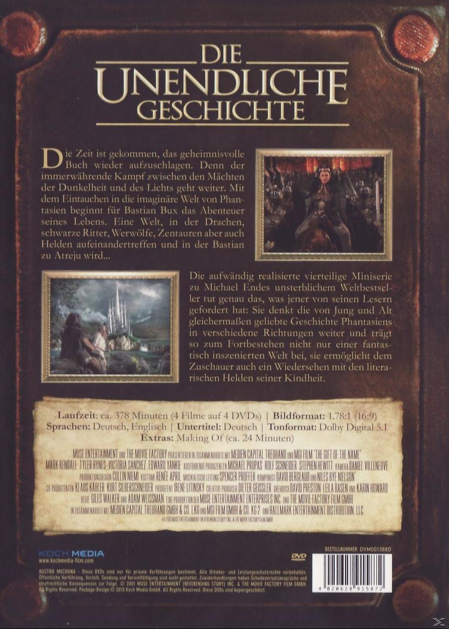 DVD-Rückseite: Die Unendliche Geschichte, Text und Bilder mit Credits.