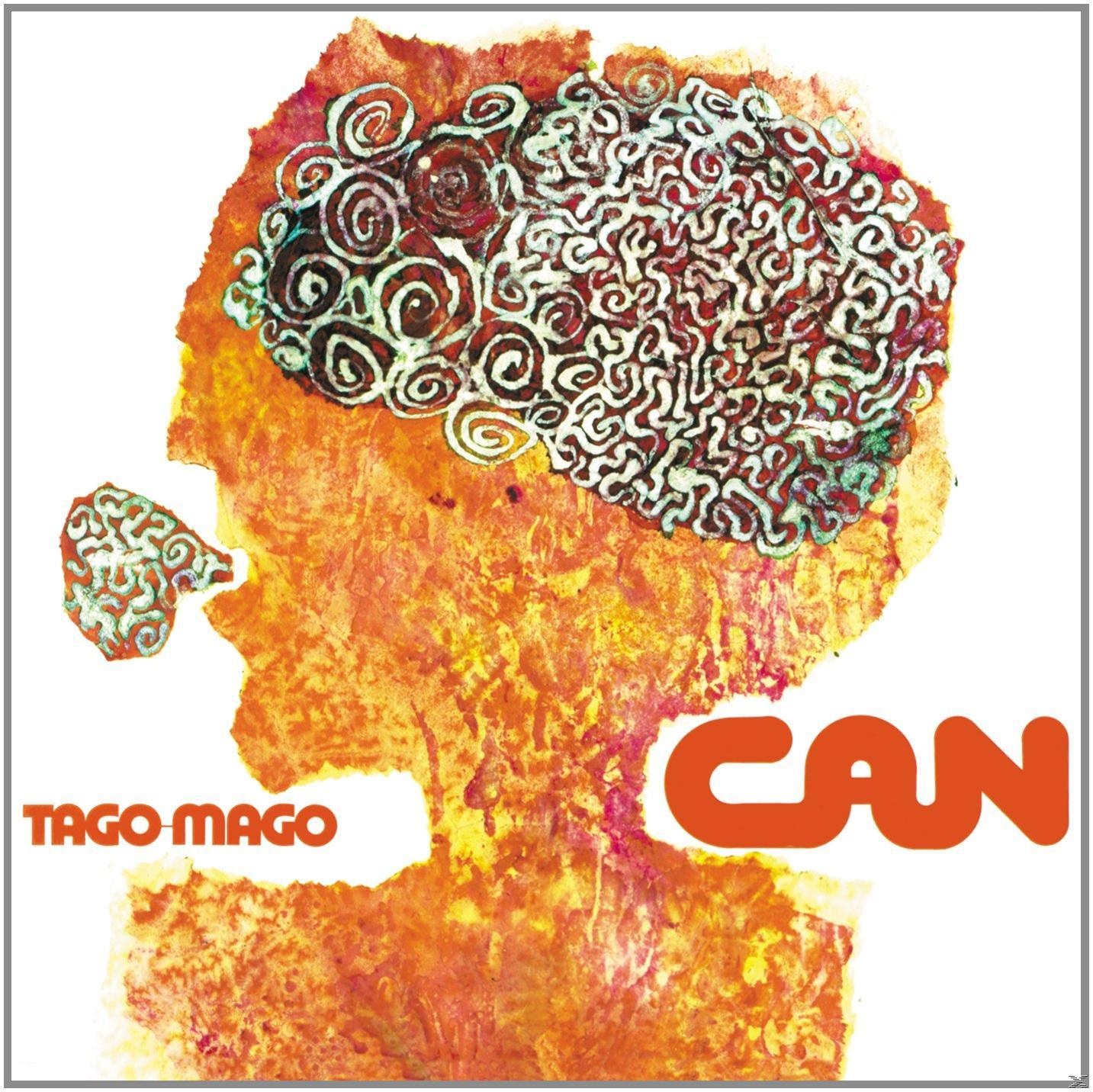 Albumcover. Orange und weiße abstrakte Gesichtsform mit dem Wort CAN unten rechts.