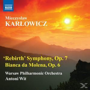 Albumcover zeigt Sonnenuntergang über Bergen. Text enthält Komponistennamen, Symphonie-Titel und Orchesterdetails.