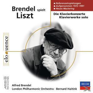 Ein Albumcover mit einem Mann im Anzug und Brille, darüber die Worte 'Brendel spielt Liszt'.