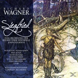 Albumcover mit einer Illustration, dem Titel 'Siegfried' und Text auf Deutsch.