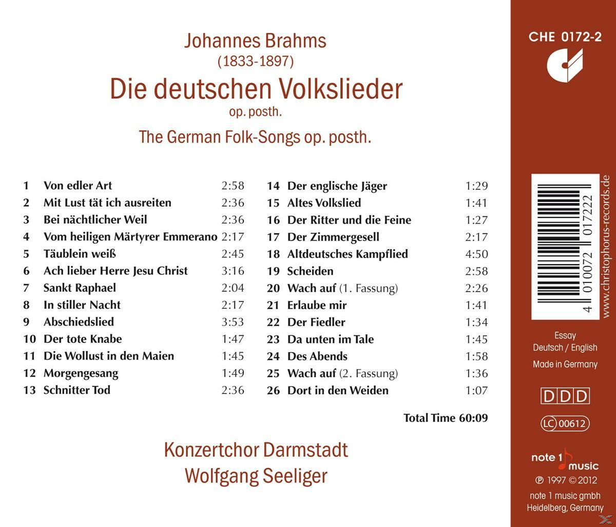 CD-Rückseite mit Titelliste. Deutsche Volkslieder. Text in Deutsch und Englisch. Note 1 Music Logo vorhanden.